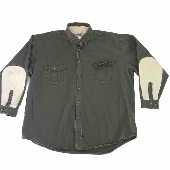 Winchester Shirt Mens XXL 2XL Moss Long Sleeve Elbow Patches Button Down Hunting - Picture 1 of 12